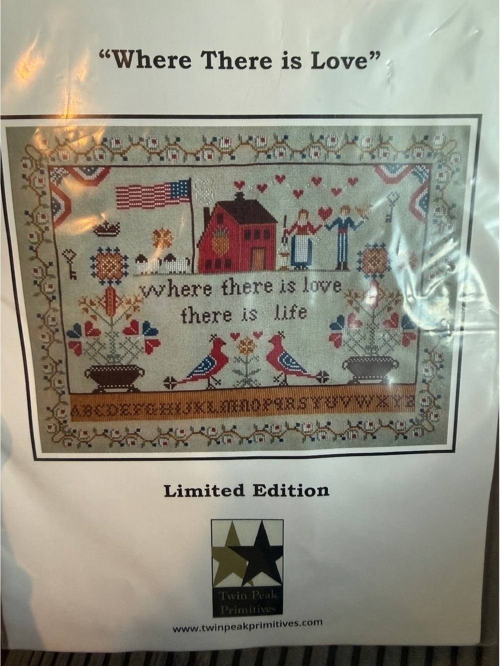 Twin Peak Primitives "Where There is Love" Limited Edition Cross Stitch Kit